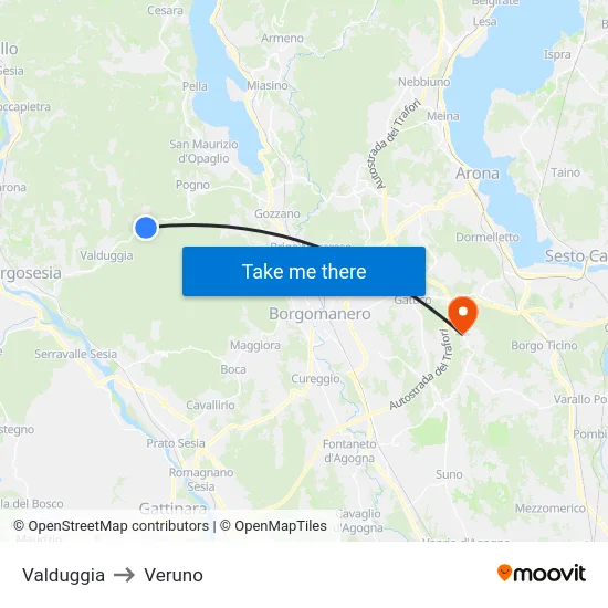 Valduggia to Veruno map