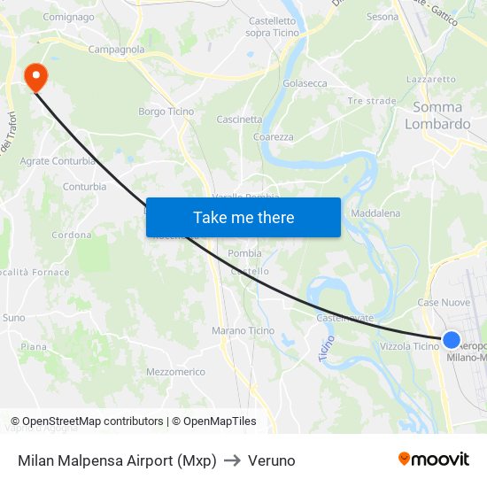 Milan Malpensa Airport (Mxp) to Veruno map