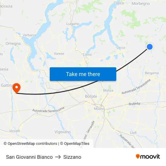 San Giovanni Bianco to Sizzano map