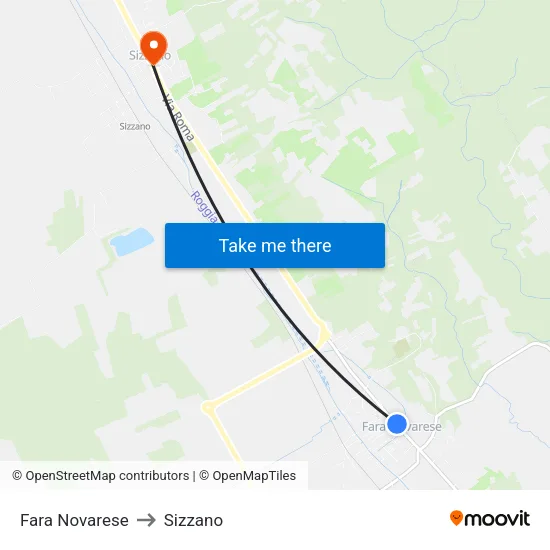 Fara Novarese to Sizzano map