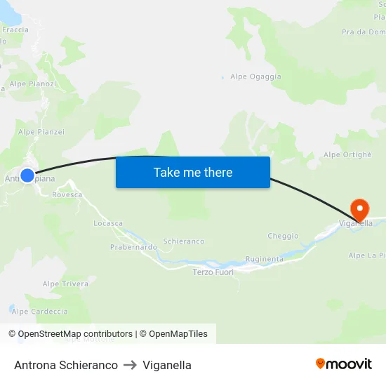 Antrona Schieranco to Viganella map