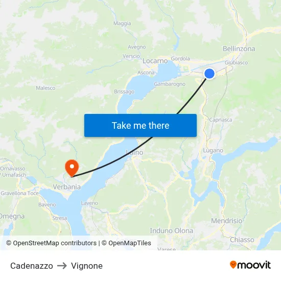 Cadenazzo to Vignone map