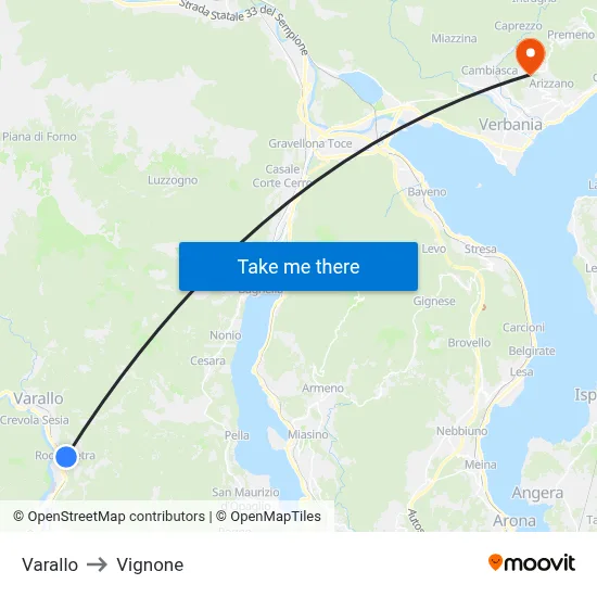 Varallo to Vignone map