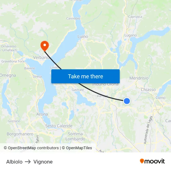 Albiolo to Vignone map