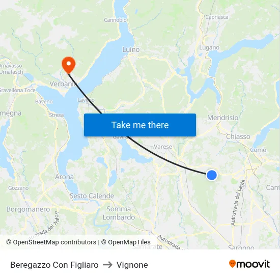 Beregazzo con Figliaro to Vignone map