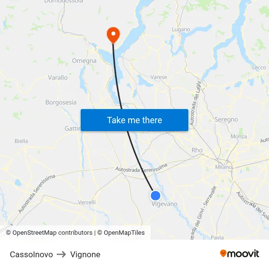 Cassolnovo to Vignone map