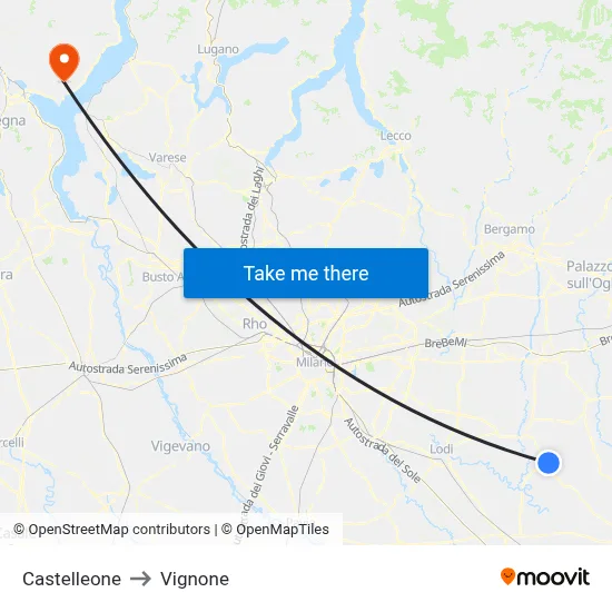 Castelleone to Vignone map