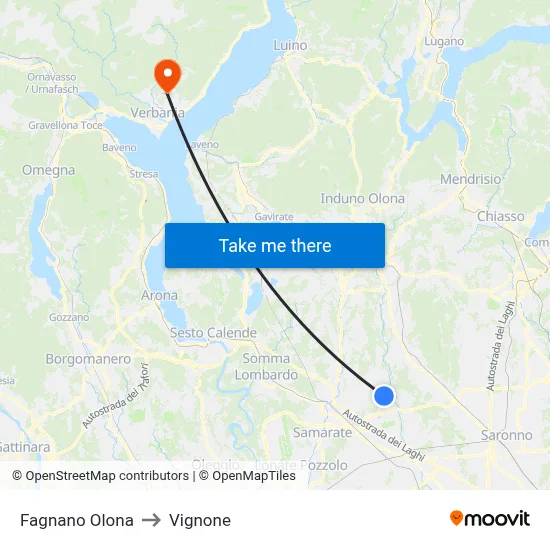 Fagnano Olona to Vignone map