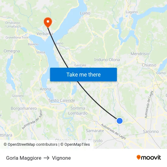 Gorla Maggiore to Vignone map