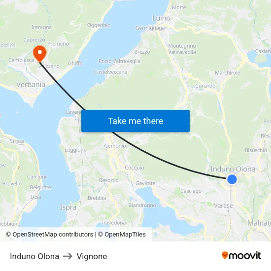 Induno Olona to Vignone map