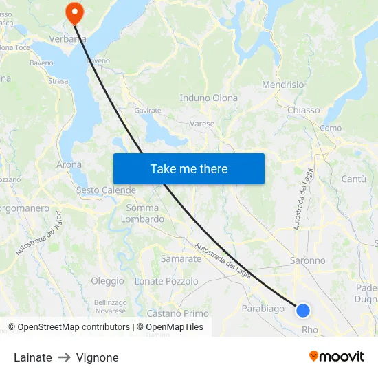 Lainate to Vignone map