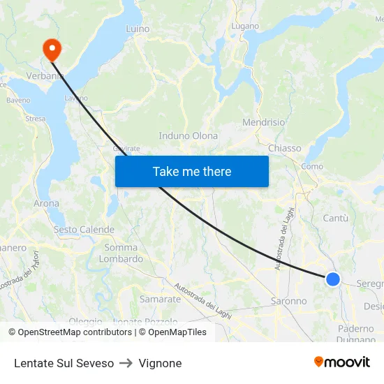 Lentate Sul Seveso to Vignone map