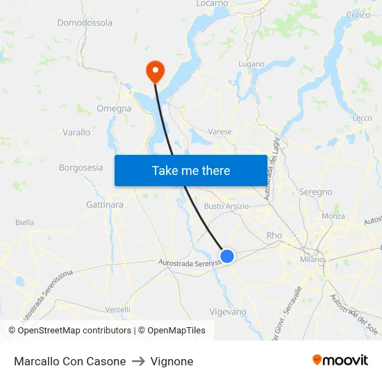 Marcallo con Casone to Vignone map