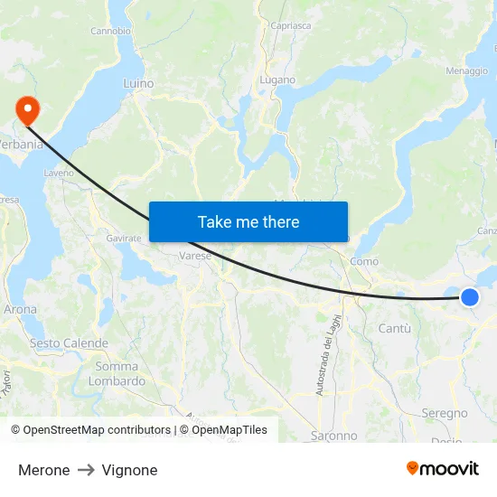 Merone to Vignone map