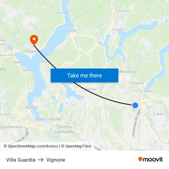 Villa Guardia to Vignone map