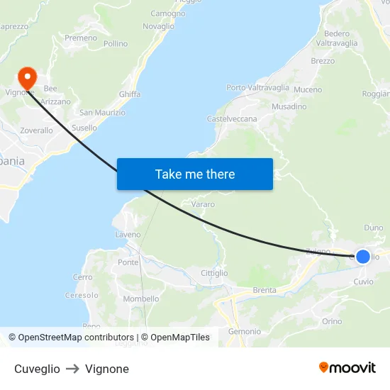 Cuveglio to Vignone map