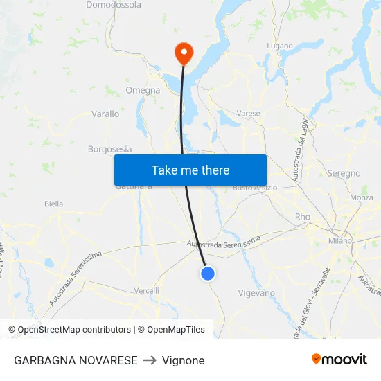 Garbagna Novarese to Vignone map
