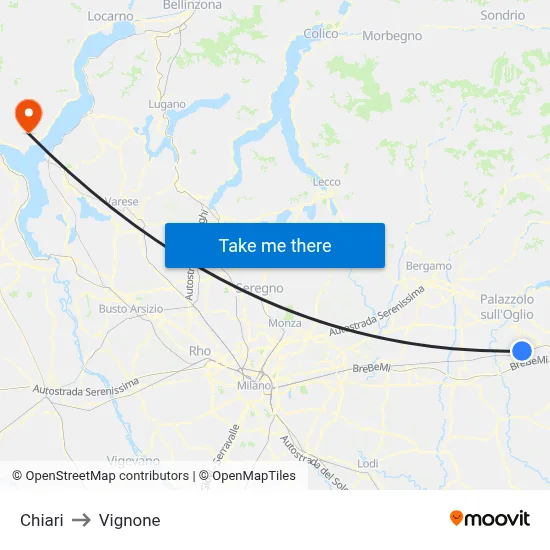 Chiari to Vignone map