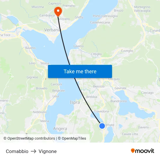 Comabbio to Vignone map