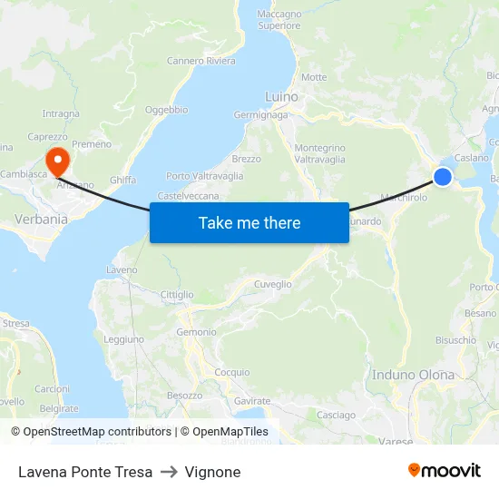 Lavena Ponte Tresa to Vignone map