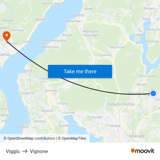 Viggiù to Vignone map