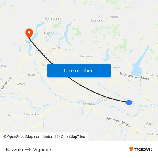 Bozzolo to Vignone map