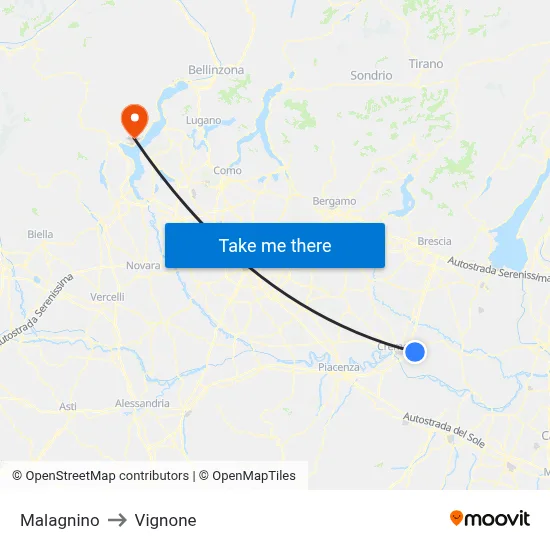 Malagnino to Vignone map