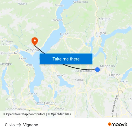 Clivio to Vignone map