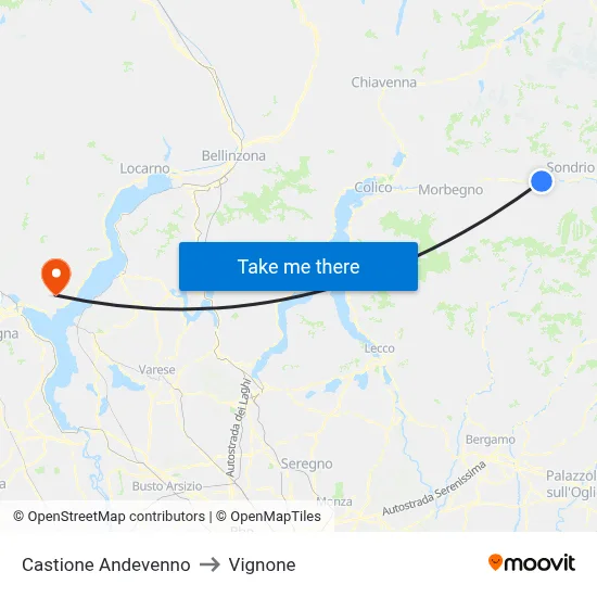 Castione Andevenno to Vignone map