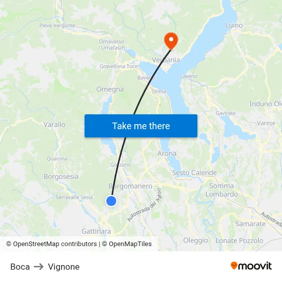 Boca to Vignone map