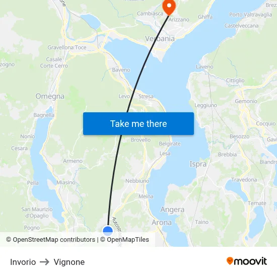 Invorio to Vignone map