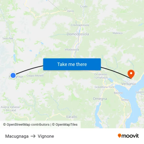 Macugnaga to Vignone map