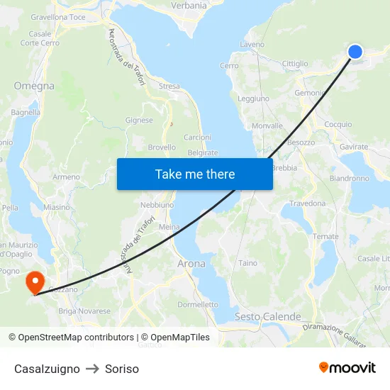 Casalzuigno to Soriso map