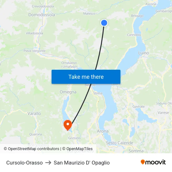 Cursolo-Orasso to San Maurizio D' Opaglio map