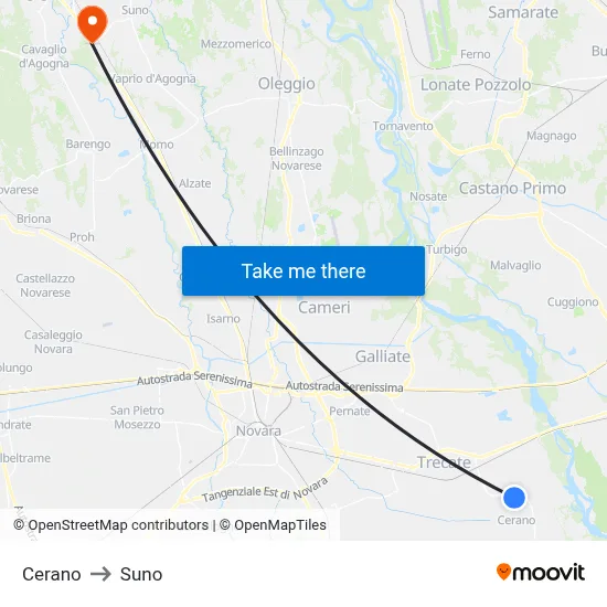 Cerano to Suno map
