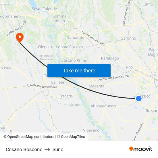Cesano Boscone to Suno map