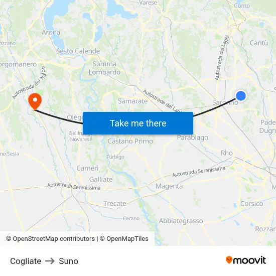 Cogliate to Suno map