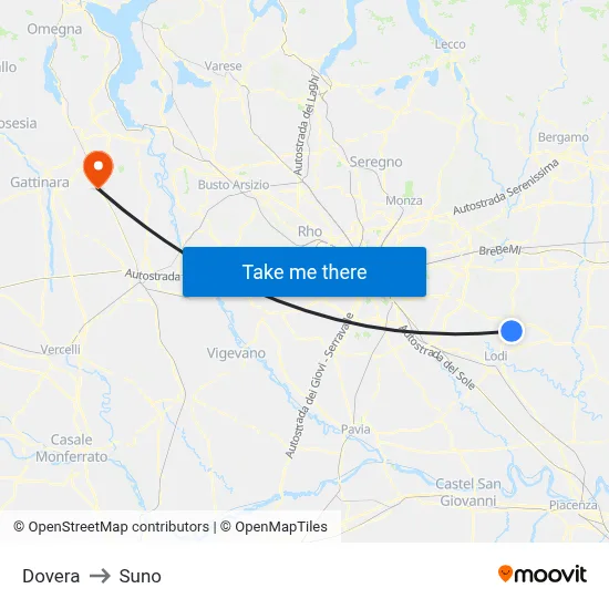 Dovera to Suno map