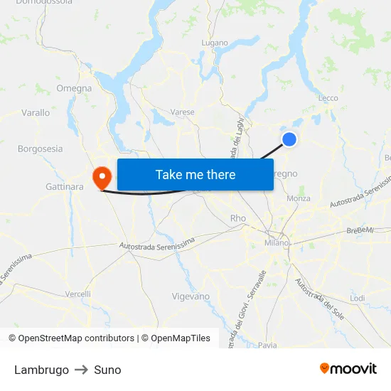 Lambrugo to Suno map