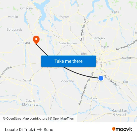 Locate di Triulzi to Suno map
