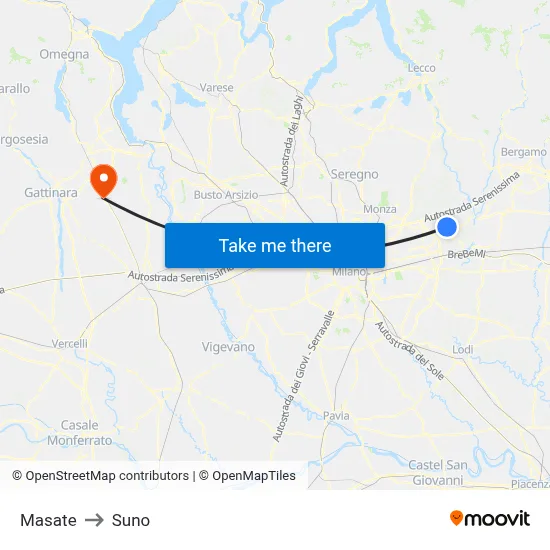 Masate to Suno map
