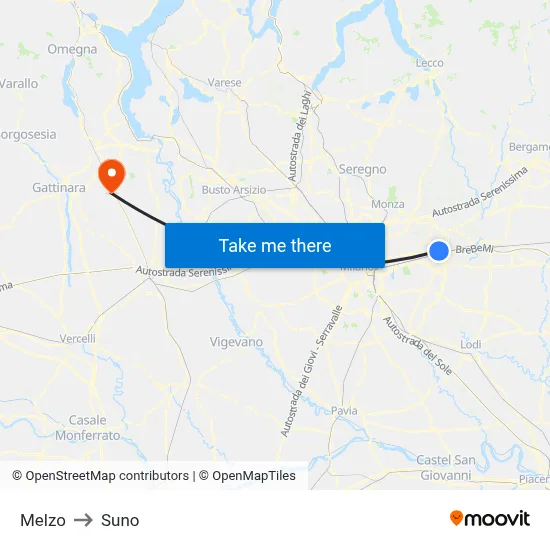 Melzo to Suno map