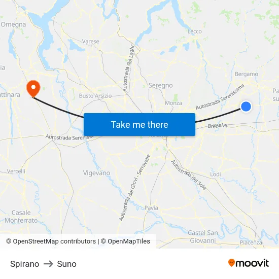Spirano to Suno map
