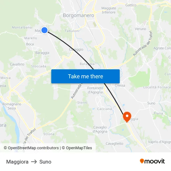 Maggiora to Suno map