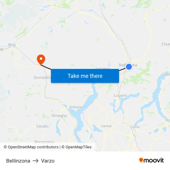Bellinzona to Varzo map