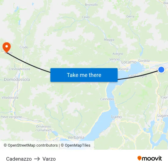 Cadenazzo to Varzo map