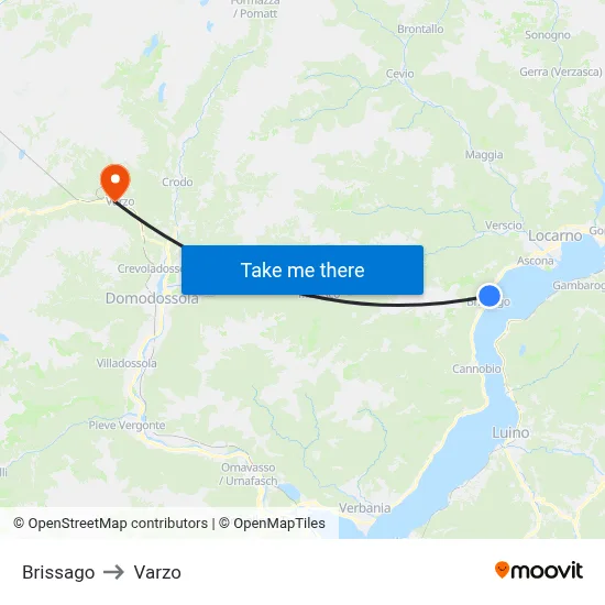 Brissago to Varzo map