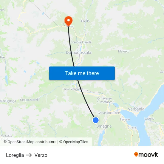 Loreglia to Varzo map