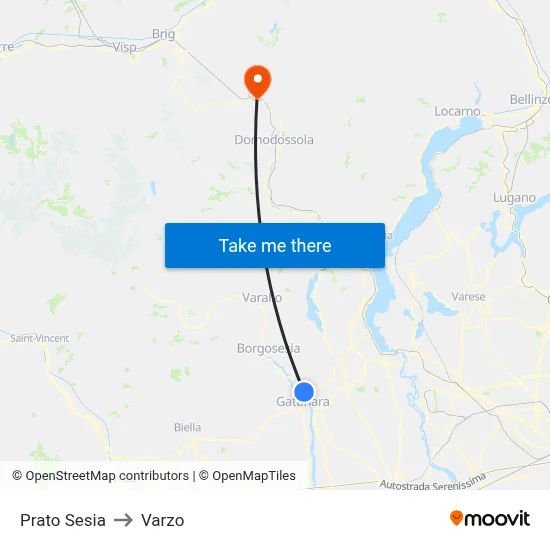 Prato Sesia to Varzo map