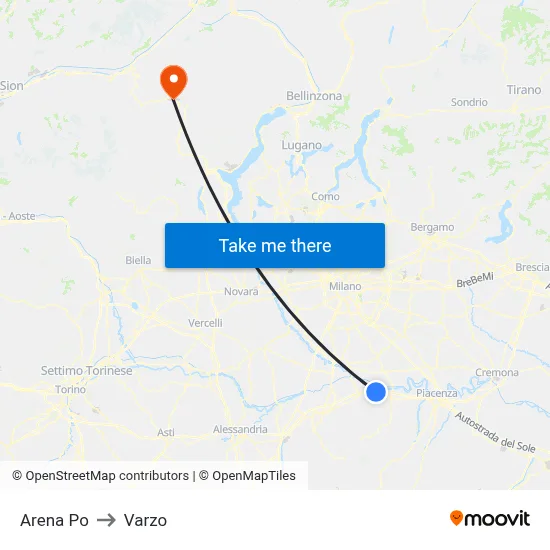 Arena Po to Varzo map